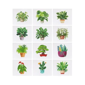 12 Mini Diamond Paintings - Uppsättning av krukväxter 2.0