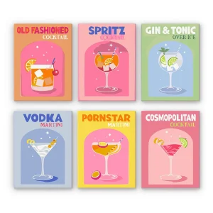 6 Mini Paintings - Färgglada Cocktails Set | Måla efter nummer