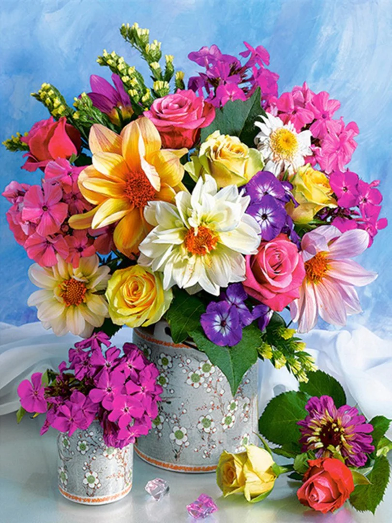 Bukett med blandade blommor - Bild 2