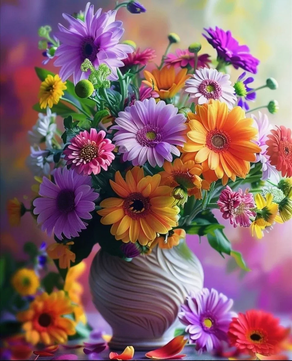 Bukett med blandade blommor
