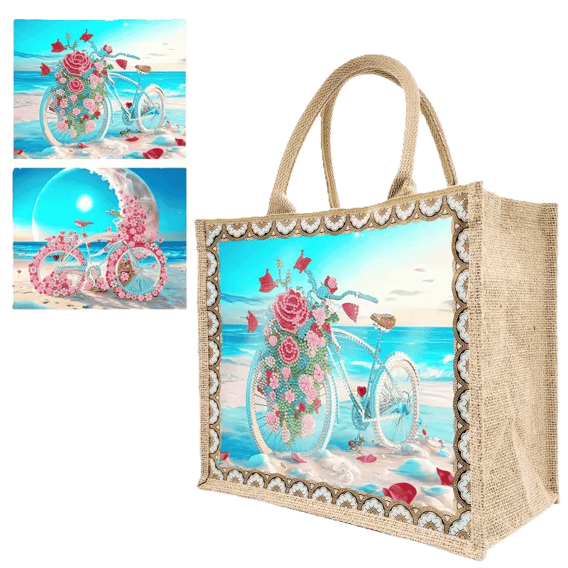 Diamond Painting - väska – Cykel på stranden
