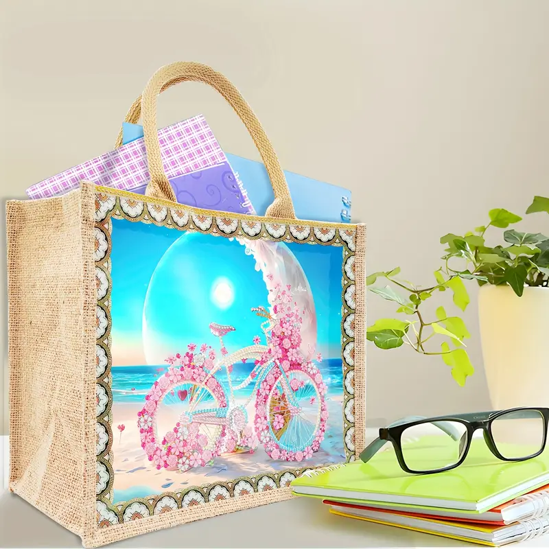 Diamond Painting - väska – Cykel på stranden - Bild 5