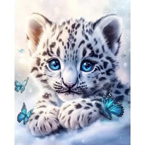 Baby leopard med blå ögon