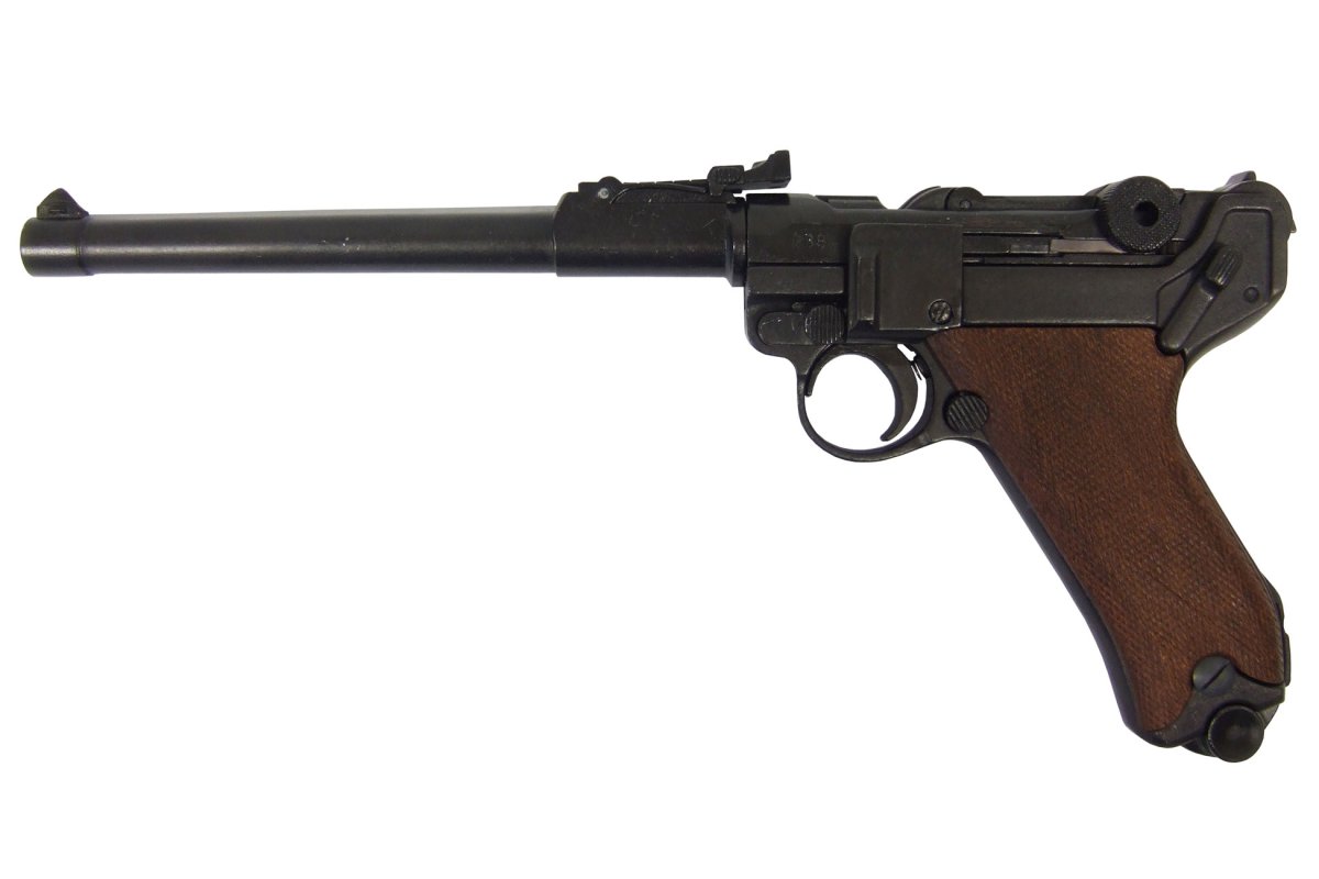 Replika Pistole Parabellum 1908 (P.08) – Extra Lång, träkolv - Bild 2