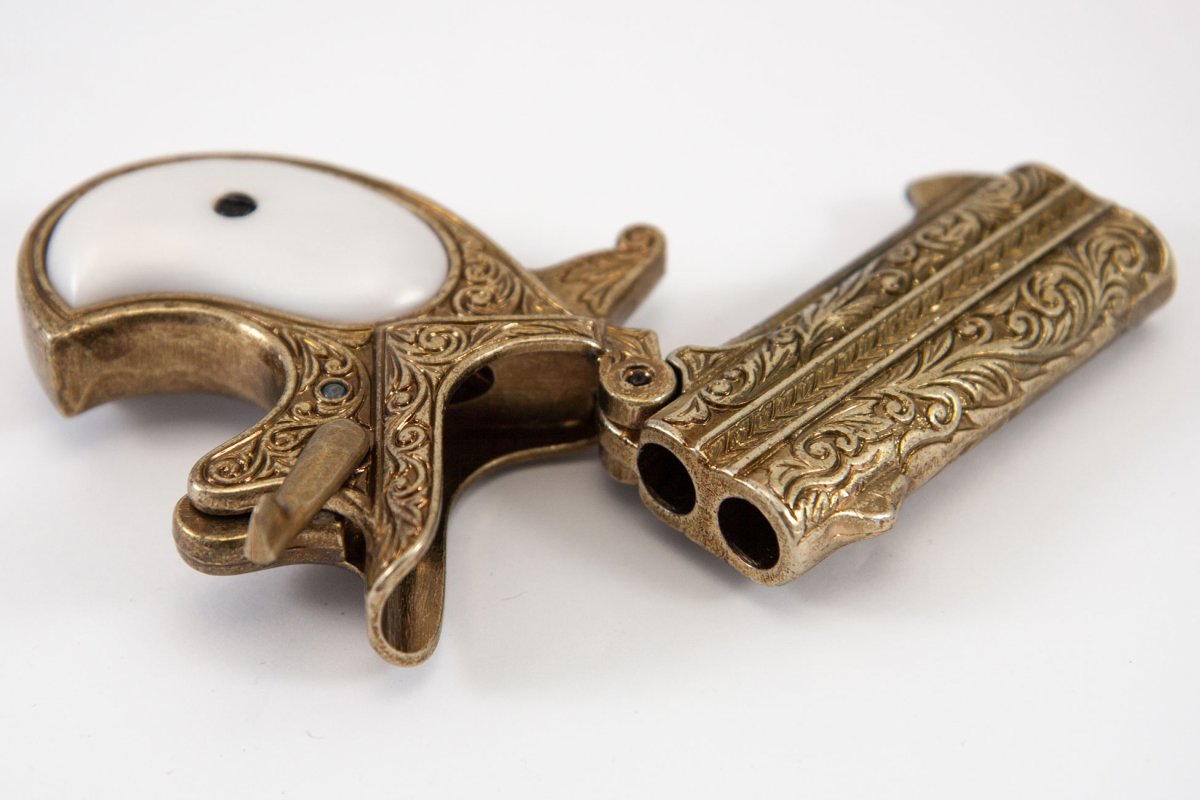 Replika Tvåpipad Deringerpistol guld, USA 1866 - Bild 4