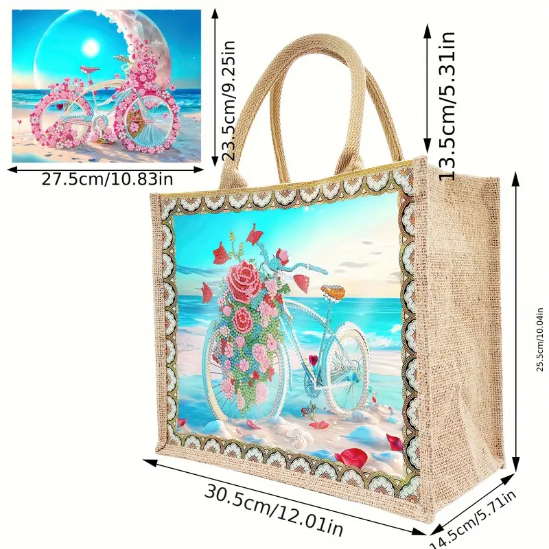 Diamond Painting - väska – Cykel på stranden - Bild 3