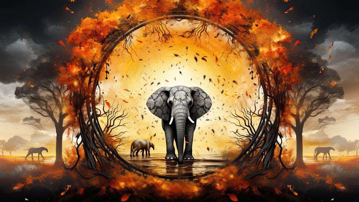 Elefant i cirkel av eld - Bild 2